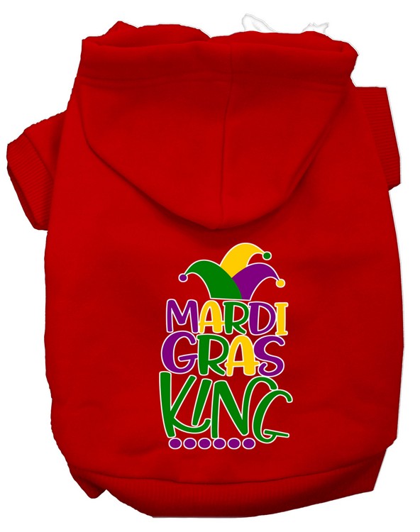 Mardi Gras King Screen Print Mardi Gras Dog Hoodie Red M